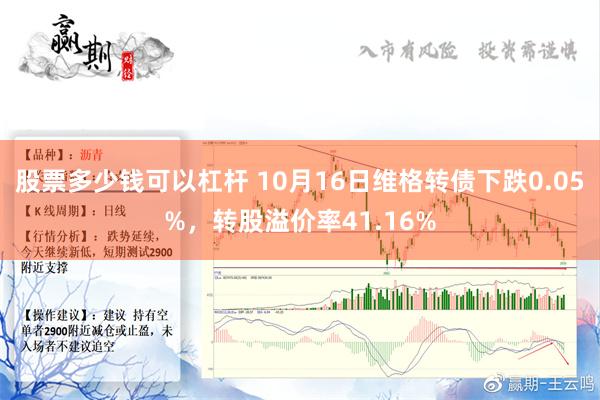 股票多少钱可以杠杆 10月16日维格转债下跌0.05%，转股溢价率41.16%