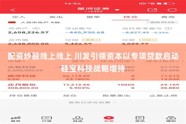 配资炒股线上线上 川发引领资本以专项贷款启动硅宝科技战略增持