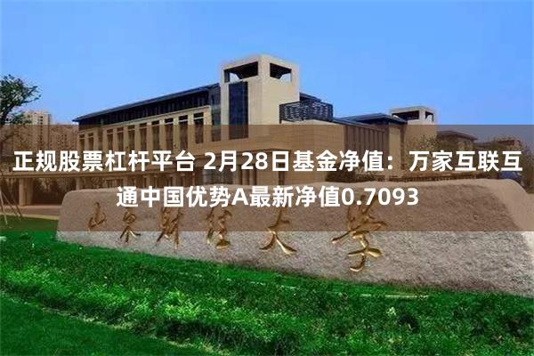 正规股票杠杆平台 2月28日基金净值：万家互联互通中国优势A最新净值0.7093